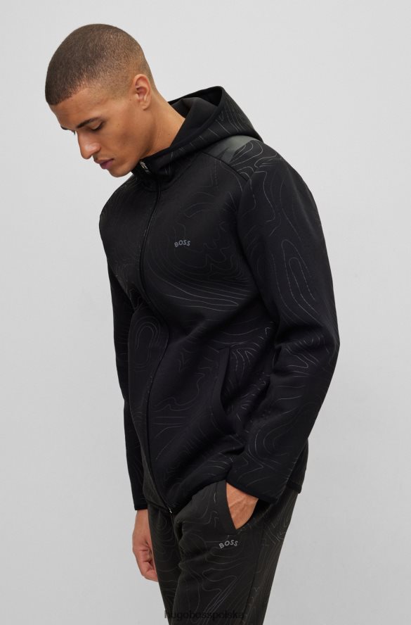 Hugo Boss x ajbxng Zapinana na zamek bluza z kapturem z mieszanki bawełny czarny R0X0H61906