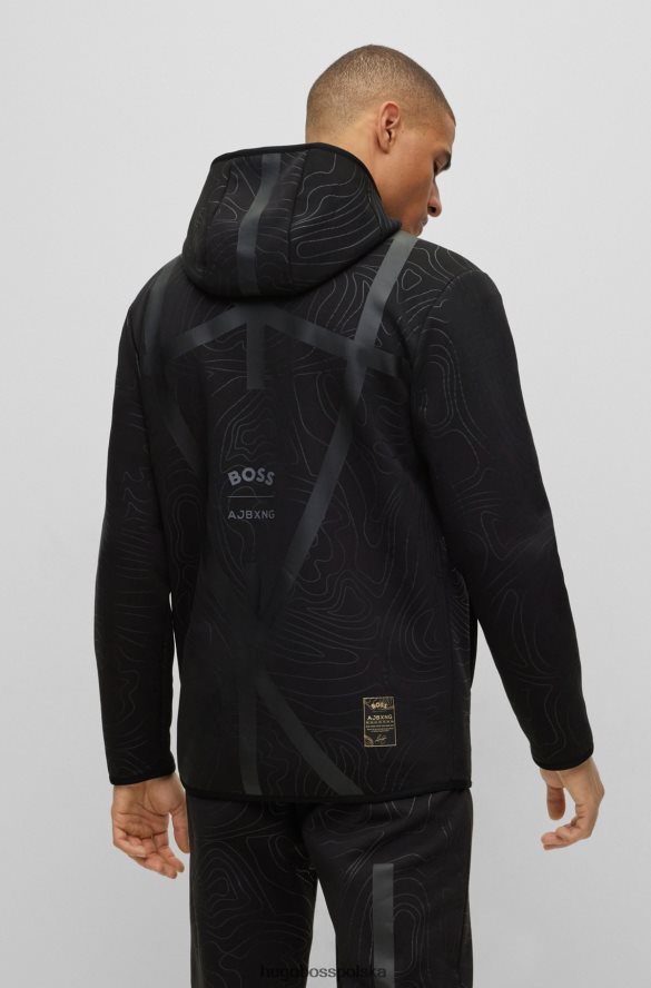 Hugo Boss x ajbxng Zapinana na zamek bluza z kapturem z mieszanki bawełny czarny R0X0H61906