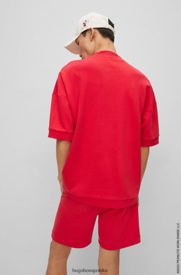Hugo Boss x bluza z krótkim rękawem z bawełny frotte orzeszki ziemne czerwony R0X0H62745