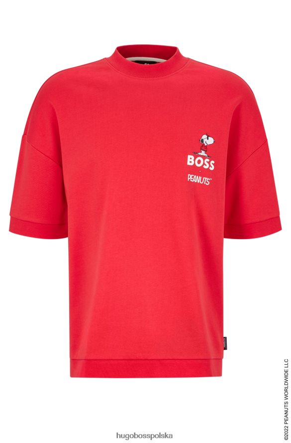 Hugo Boss x bluza z krótkim rękawem z bawełny frotte orzeszki ziemne czerwony R0X0H62745