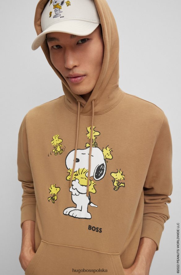 Hugo Boss x orzeszki ziemne o kroju oversize z frotte i ekskluzywną bluzą z kapturem z grafiką beżowy R0X0H61194