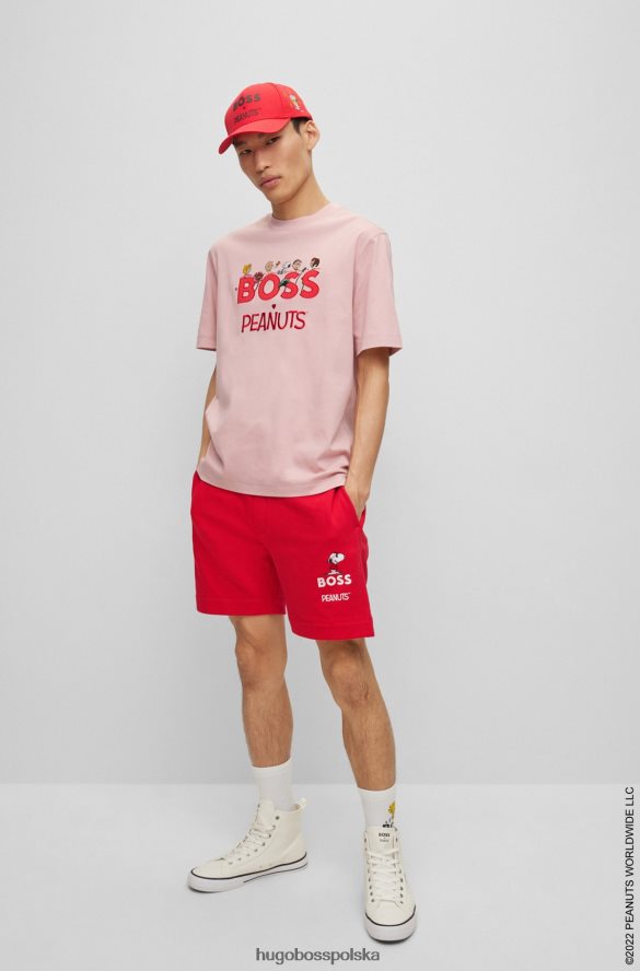 Hugo Boss x szorty bawełniane frotte w kolorze orzeszków ziemnych czerwony R0X0H62610