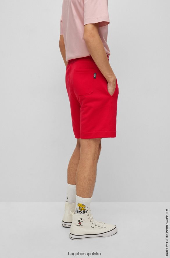 Hugo Boss x szorty bawełniane frotte w kolorze orzeszków ziemnych czerwony R0X0H62610