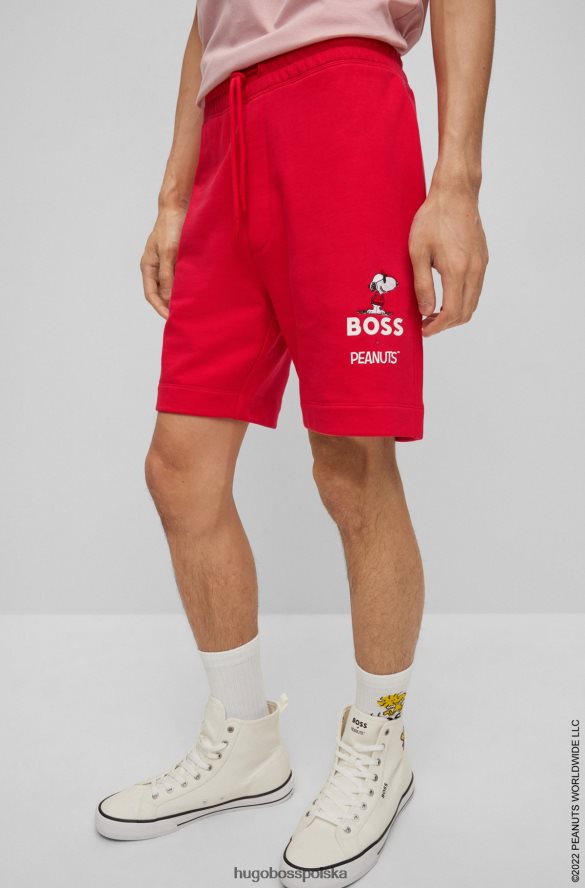 Hugo Boss x szorty bawełniane frotte w kolorze orzeszków ziemnych czerwony R0X0H62610