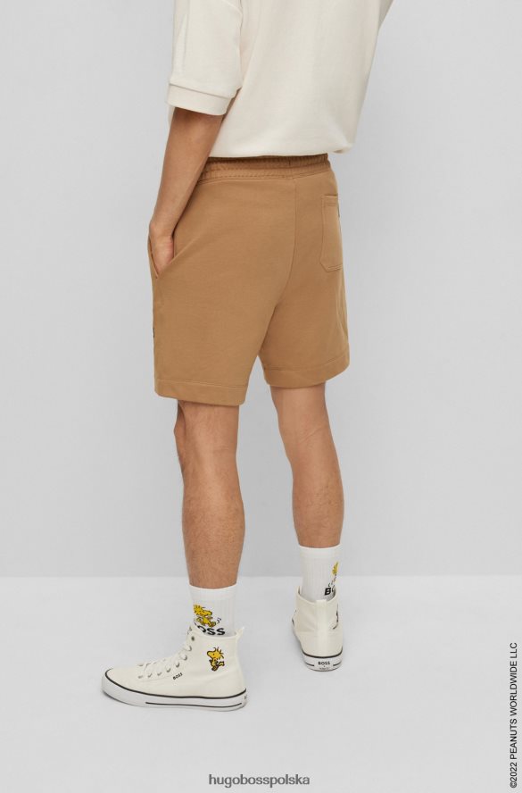 Hugo Boss x szorty bawełniane frotte w kolorze orzeszków ziemnych z grafiką beżowy R0X0H62611