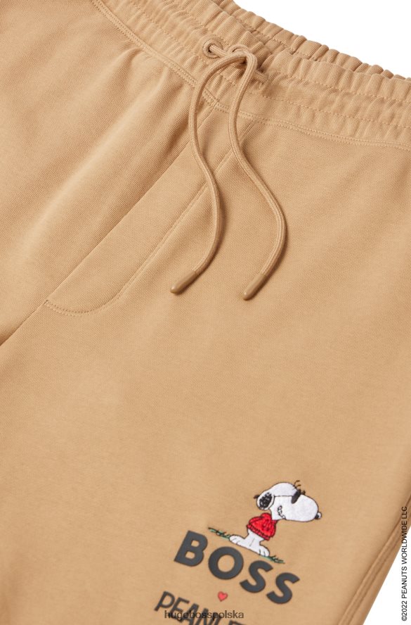 Hugo Boss x szorty bawełniane frotte w kolorze orzeszków ziemnych z grafiką beżowy R0X0H62611