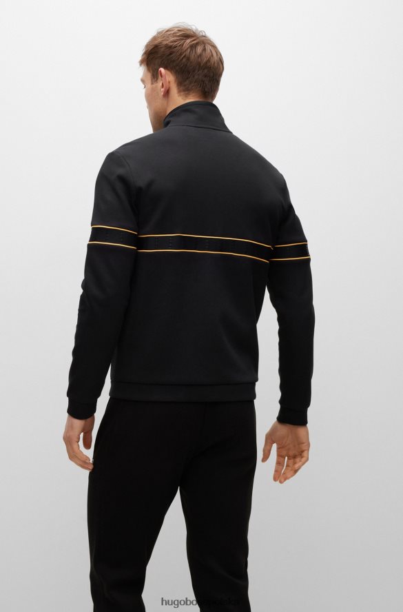 Hugo Boss zapinana na zamek bluza z mieszanki bawełny i taśmą z logo Hugo w kolorze czarnym czarny R0X0H62983