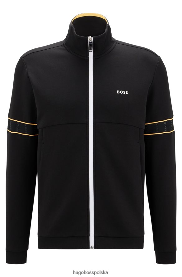Hugo Boss zapinana na zamek bluza z mieszanki bawełny i taśmą z logo Hugo w kolorze czarnym czarny R0X0H62983