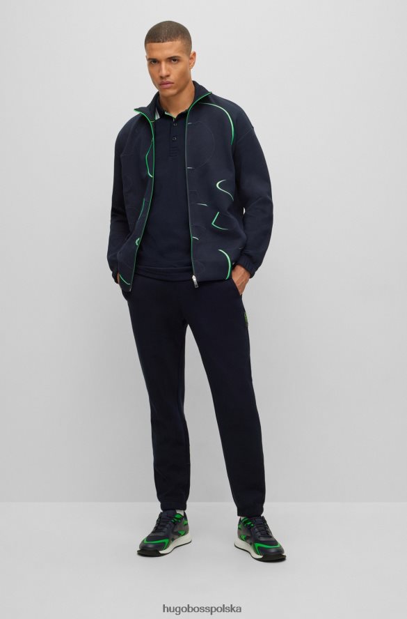 Hugo Boss zapinana na zamek bluza z mieszanki bawełny z haftowanym logo w kolorze ciemnoniebieskim hugo ciemny niebieski R0X0H62056
