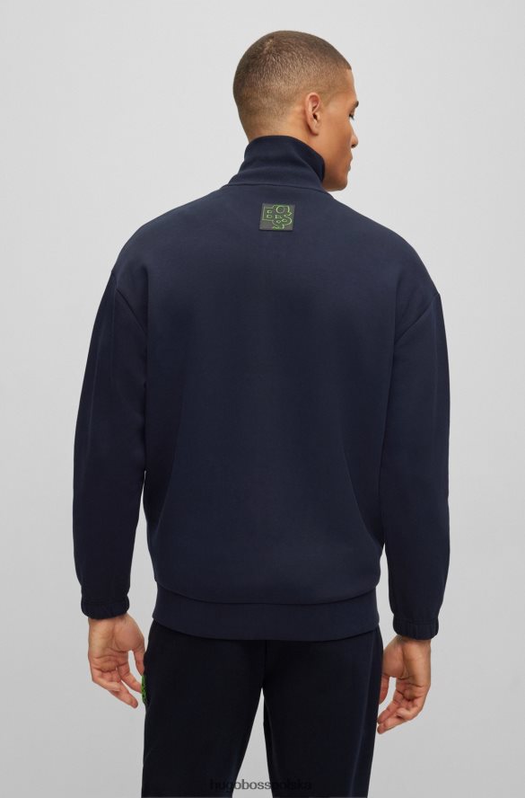Hugo Boss zapinana na zamek bluza z mieszanki bawełny z haftowanym logo w kolorze ciemnoniebieskim hugo ciemny niebieski R0X0H62056