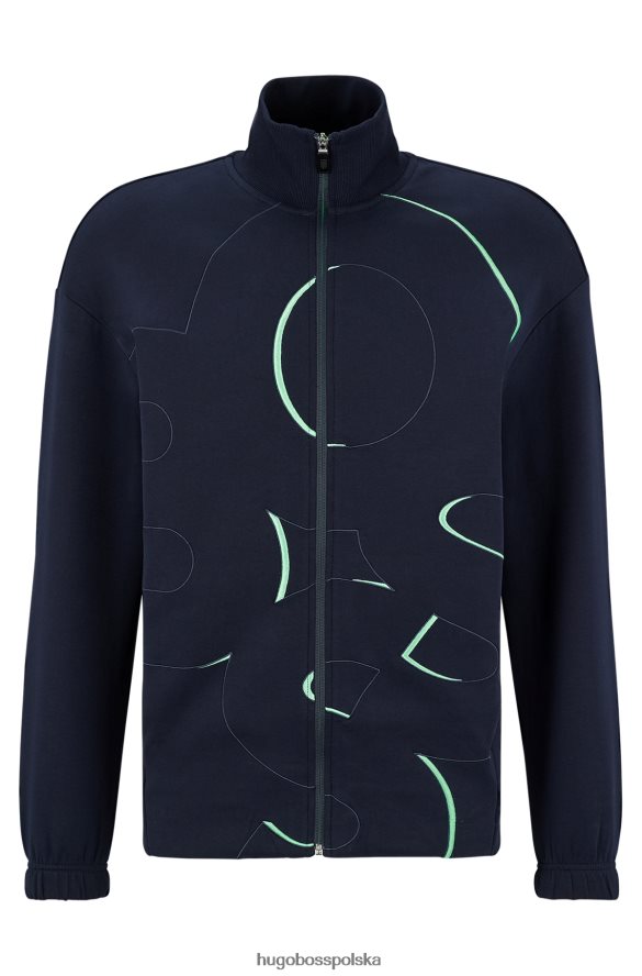 Hugo Boss zapinana na zamek bluza z mieszanki bawełny z haftowanym logo w kolorze ciemnoniebieskim hugo ciemny niebieski R0X0H62056