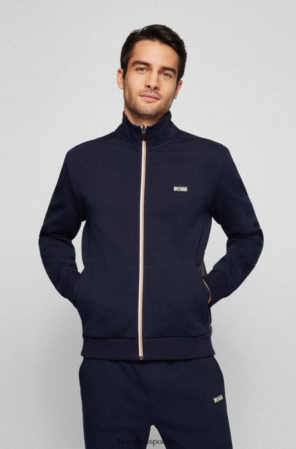 Hugo Boss zapinana na zamek bluza z mieszanki bawełny z wielobarwnymi detalami, hugo w kolorze ciemnoniebieskim ciemny niebieski R0X0H62578