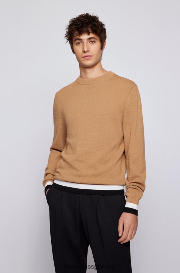 Hugo Boss dzianina ecaio 50468190 beż beżowy R0X0H699