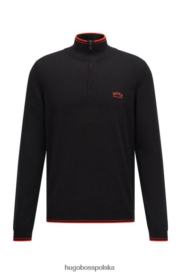 Hugo Boss dzianina half zip zitom 50456100 czarna czarny/biały/pomarańczowy R0X0H6211