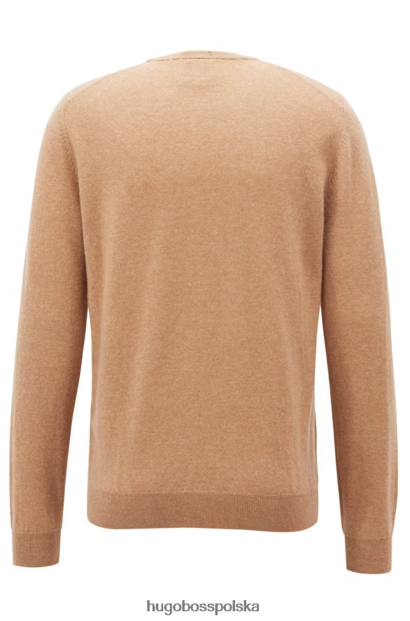 Hugo Boss dzianina kaszmirowa - t-borello - 50374410 camel kamelowy/czarny/granatowy R0X0H6457