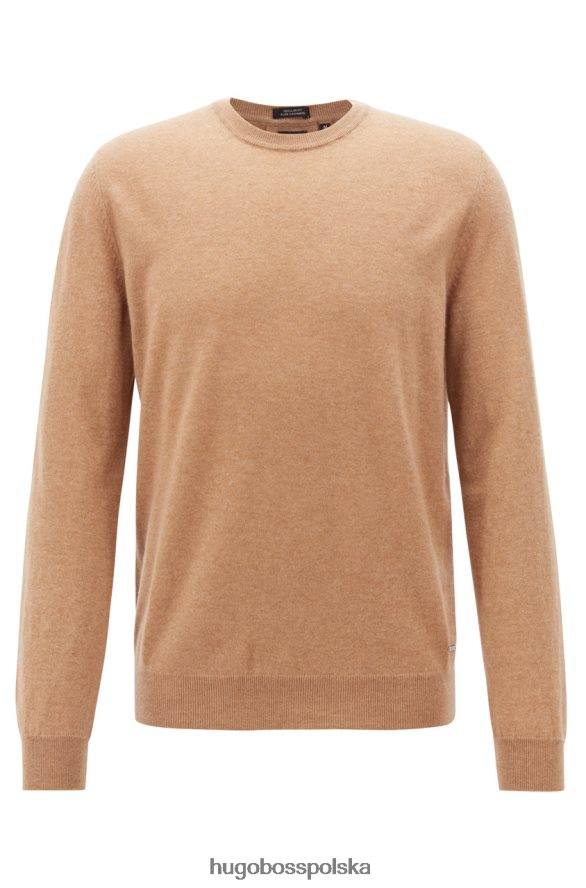 Hugo Boss dzianina kaszmirowa - t-borello - 50374410 camel kamelowy/czarny/granatowy R0X0H6457