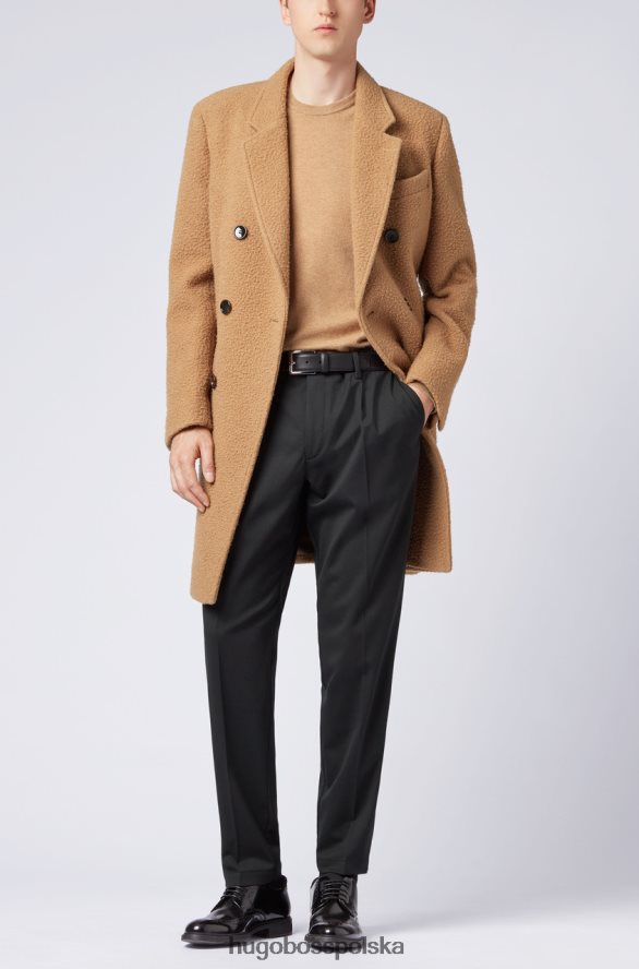 Hugo Boss dzianina kaszmirowa - t-borello - 50374410 camel kamelowy/czarny/granatowy R0X0H6457