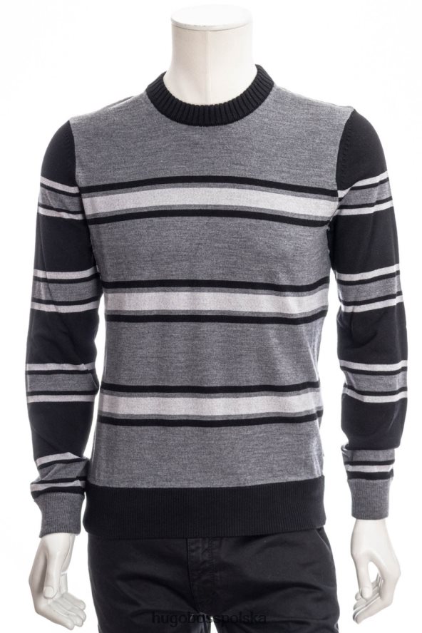 Hugo Boss dzianina nelson 50457732 czarna czarny/szary R0X0H6170