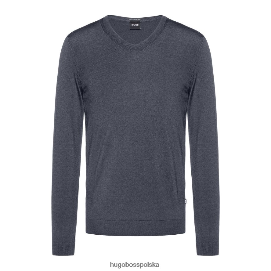 Hugo Boss dzianina z dekoltem w kształcie litery V Melba 50378576 denim dżins/węgiel R0X0H6284