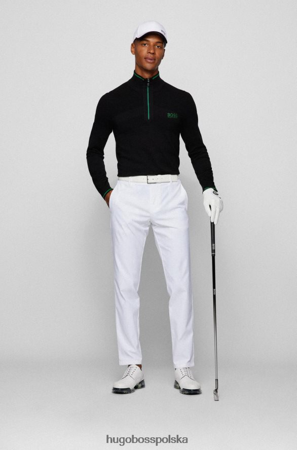 Hugo Boss dzianina zapinana na pół zeci 50456127 czarna czarny/khaki R0X0H6213