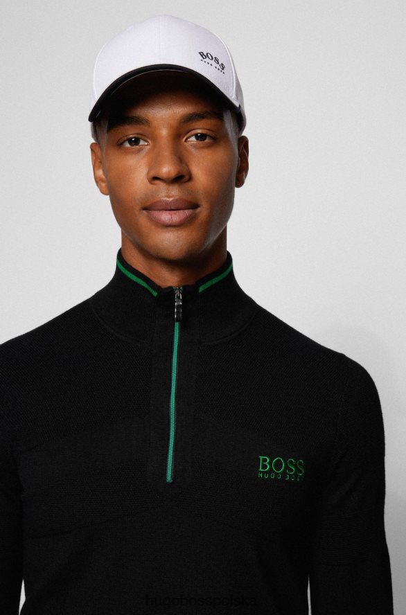 Hugo Boss dzianina zapinana na pół zeci 50456127 czarna czarny/khaki R0X0H6213