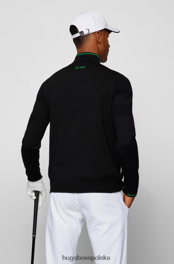 Hugo Boss dzianina zapinana na pół zeci 50456127 czarna czarny/khaki R0X0H6213