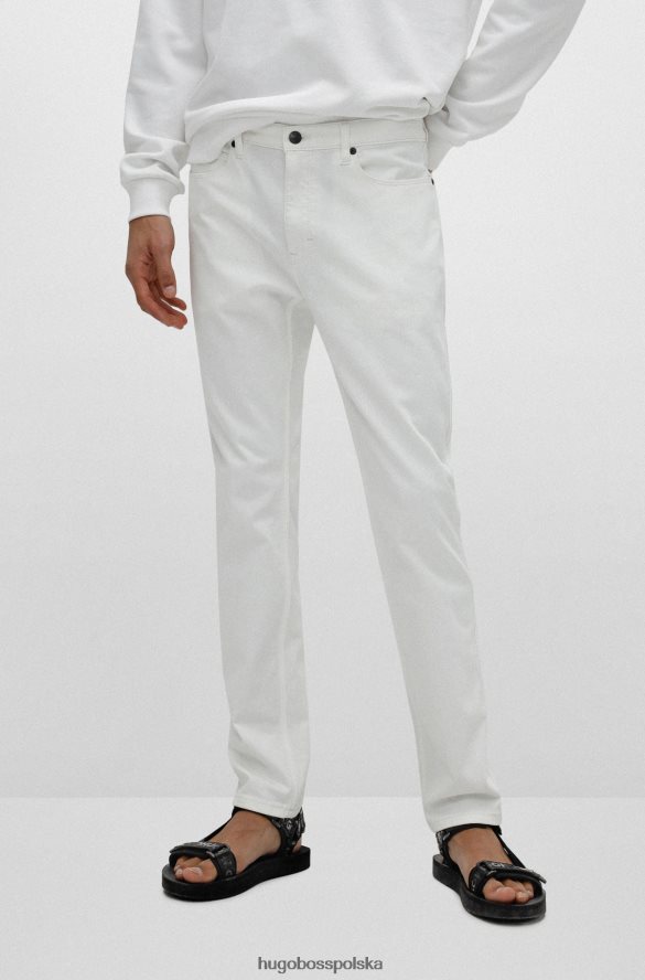 Hugo Boss Białe jeansy hugo o dopasowanym kroju z wygodnego, elastycznego denimu biały R0X0H62856