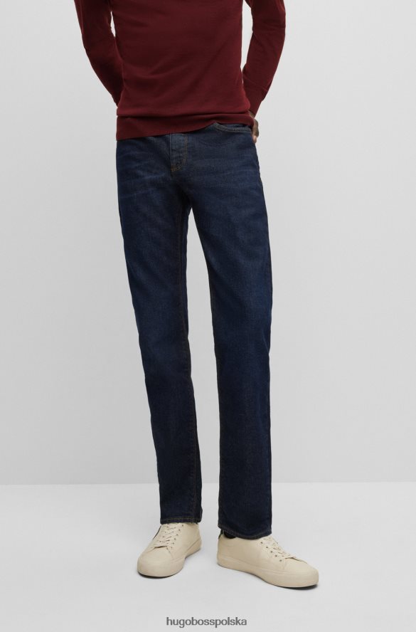 Hugo Boss Ciemnoniebieskie dżinsy hugo o regularnym kroju z ciemnoniebieskiego, wygodnego denimu ze stretchem ciemny niebieski R0X0H61383