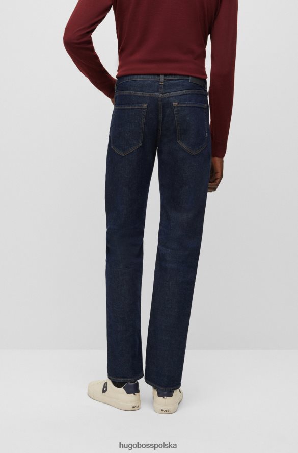 Hugo Boss Ciemnoniebieskie dżinsy hugo o regularnym kroju z ciemnoniebieskiego, wygodnego denimu ze stretchem ciemny niebieski R0X0H61383