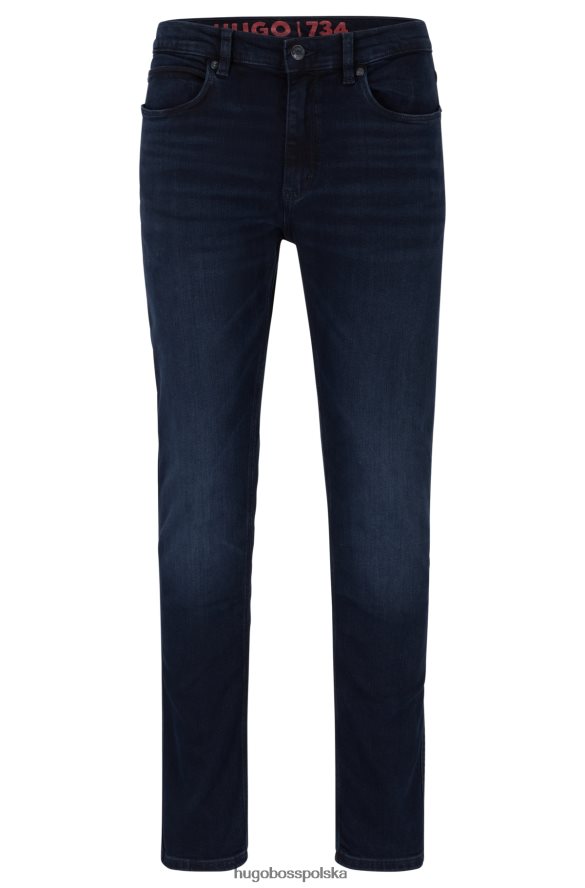 Hugo Boss Ciemnoniebieskie dżinsy hugo o wyjątkowo dopasowanym kroju z niebiesko-czarnego elastycznego denimu ciemny niebieski R0X0H62721