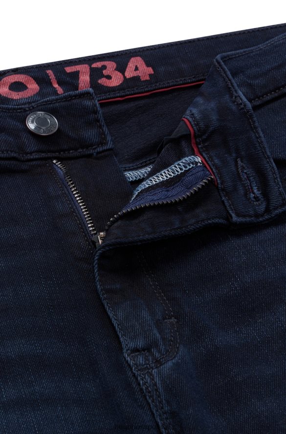 Hugo Boss Ciemnoniebieskie dżinsy hugo o wyjątkowo dopasowanym kroju z niebiesko-czarnego elastycznego denimu ciemny niebieski R0X0H62721