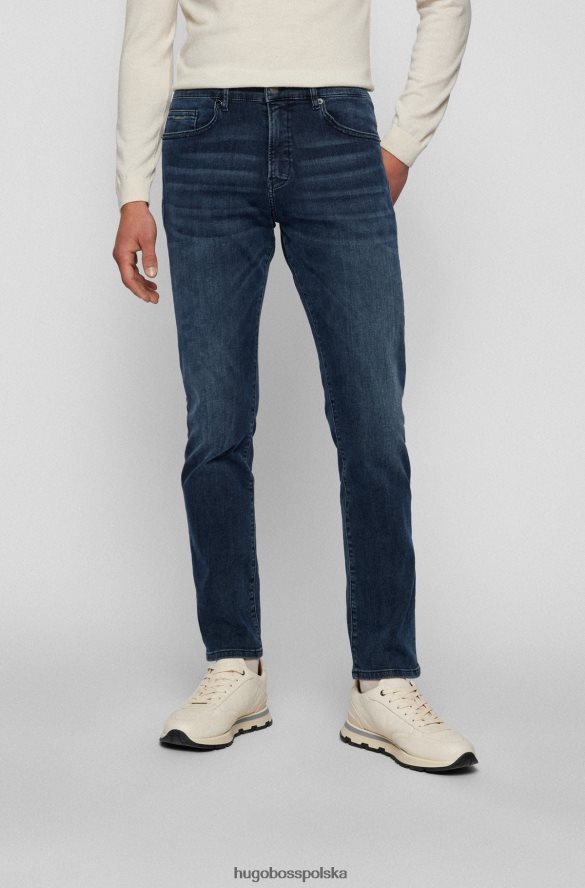 Hugo Boss Ciemnoniebieskie dżinsy slim-fit hugo z bardzo elastycznego denimu w kolorze mocno barwionego błękitu ciemny niebieski R0X0H64476
