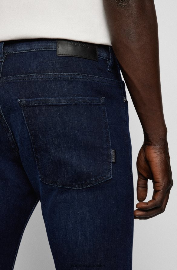 Hugo Boss Ciemnoniebieskie dżinsy slim fit hugo z ciemnoniebieskiego bardzo elastycznego denimu ciemny niebieski R0X0H61413