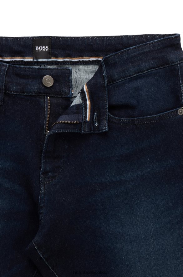 Hugo Boss Ciemnoniebieskie dżinsy slim fit hugo z ciemnoniebieskiego bardzo elastycznego denimu ciemny niebieski R0X0H61413