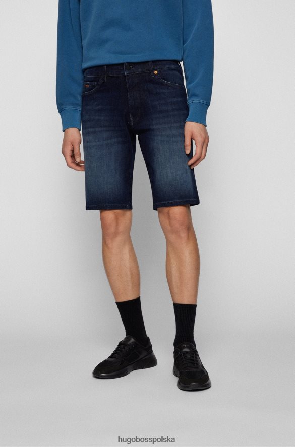 Hugo Boss Ciemnoniebieskie szorty hugo o regularnym kroju z niebieskiego bardzo elastycznego dżinsu ciemny niebieski R0X0H62528