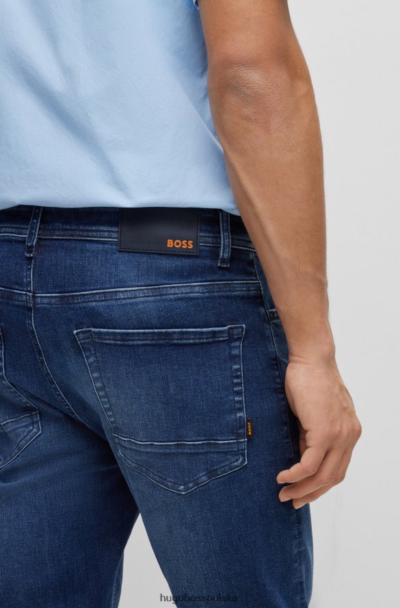 Hugo Boss Ciemnoniebieskie, zwężane dżinsy hugo z ciemnoniebieskiego denimu o najwyższej ruchu ciemny niebieski R0X0H62182