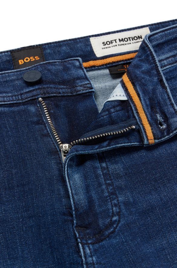 Hugo Boss Ciemnoniebieskie, zwężane dżinsy hugo z ciemnoniebieskiego denimu o najwyższej ruchu ciemny niebieski R0X0H62182