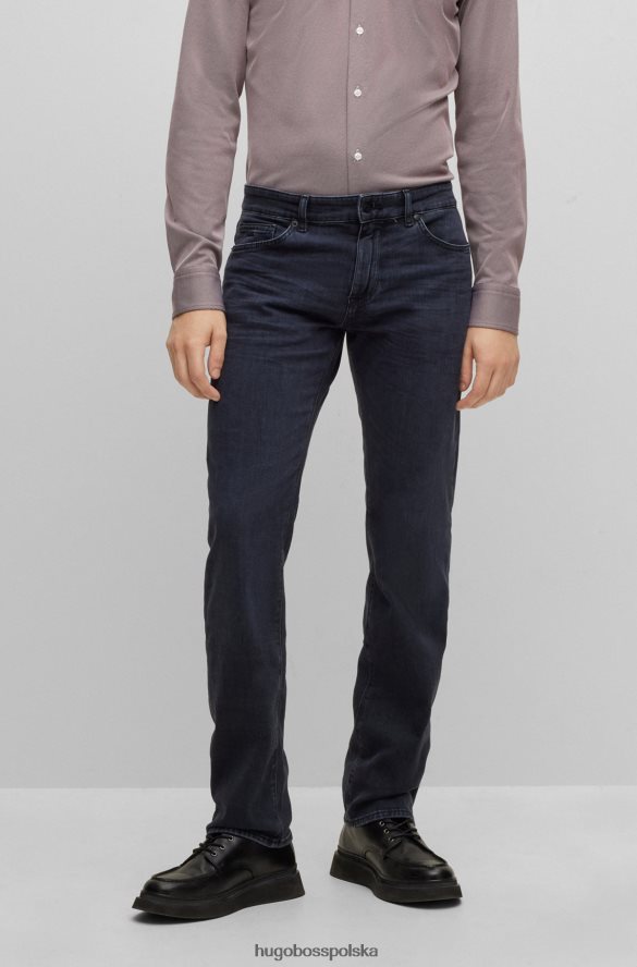 Hugo Boss Ciemnoszare dżinsy hugo o regularnym kroju z ciemnoniebieskiego, bardzo miękkiego denimu ciemno szary R0X0H61592