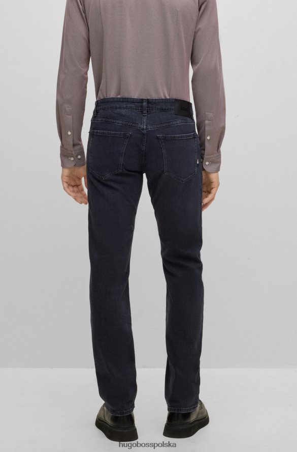 Hugo Boss Ciemnoszare dżinsy hugo o regularnym kroju z ciemnoniebieskiego, bardzo miękkiego denimu ciemno szary R0X0H61592