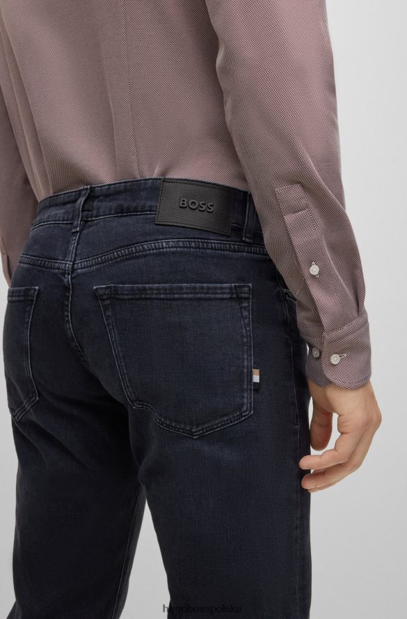 Hugo Boss Ciemnoszare dżinsy hugo o regularnym kroju z ciemnoniebieskiego, bardzo miękkiego denimu ciemno szary R0X0H61592