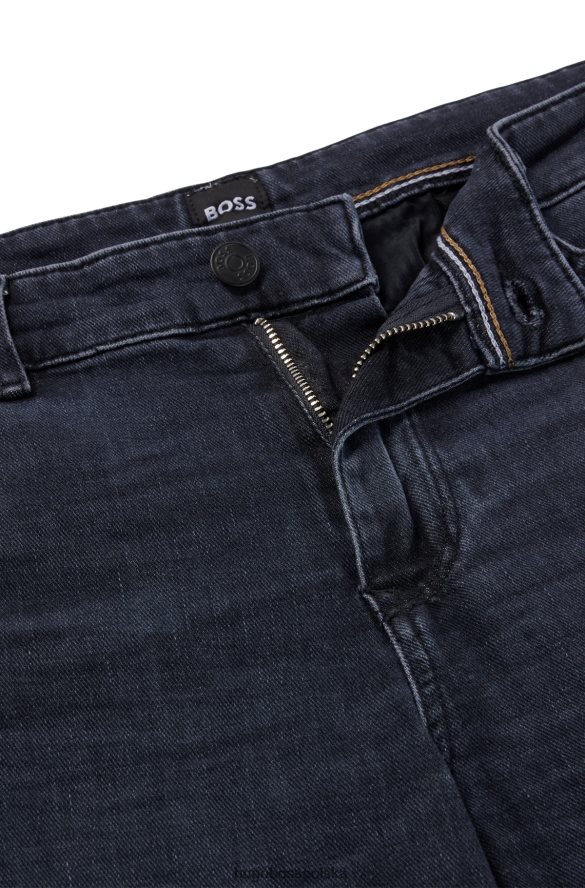 Hugo Boss Ciemnoszare dżinsy hugo o regularnym kroju z ciemnoniebieskiego, bardzo miękkiego denimu ciemno szary R0X0H61592