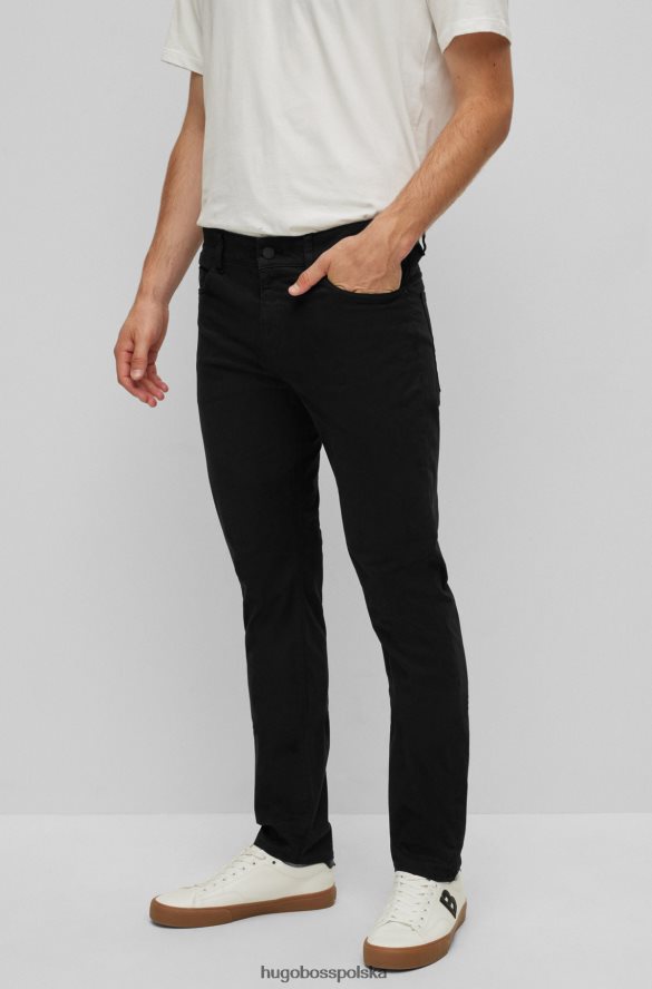 Hugo Boss Czarne jeansy hugo o dopasowanym kroju ze szczotkowanego, elastycznego denimu czarny R0X0H61513