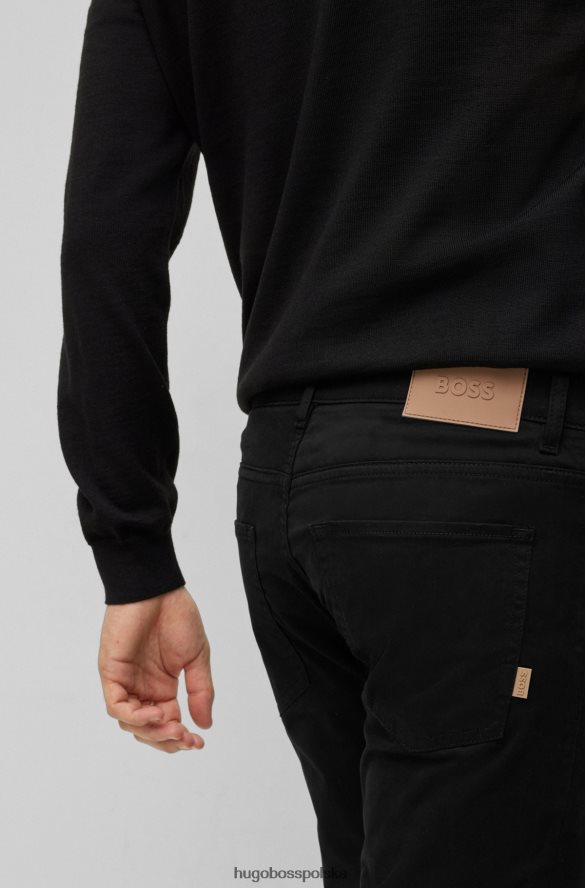 Hugo Boss Czarne jeansy hugo o dopasowanym kroju ze szczotkowanego, elastycznego denimu czarny R0X0H61513