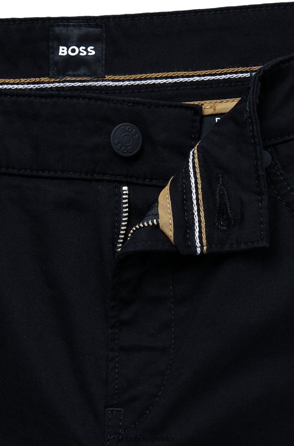 Hugo Boss Czarne jeansy hugo o dopasowanym kroju ze szczotkowanego, elastycznego denimu czarny R0X0H61513