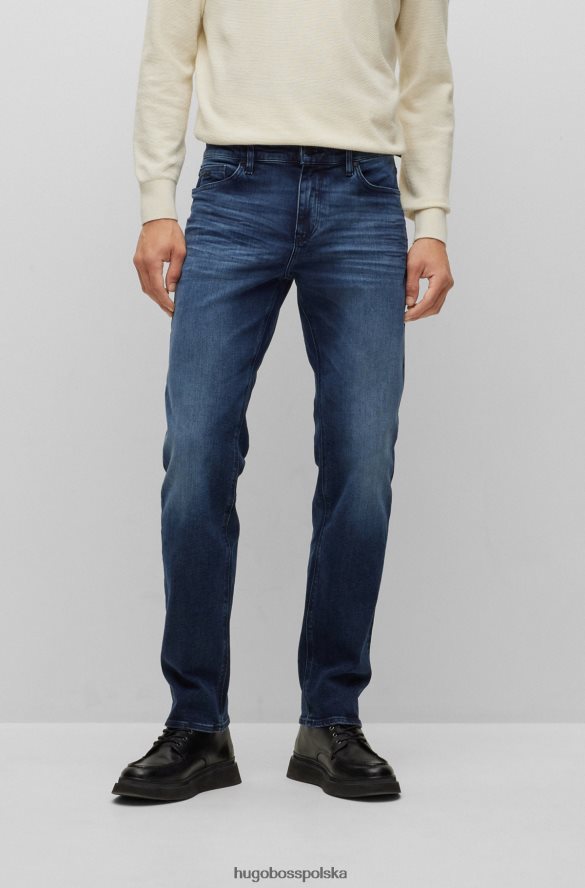Hugo Boss Dżinsy o regularnym kroju z ciemnoniebieskiego włoskiego denimu ze stretchem w kolorze ciemnoniebieskim hugo ciemny niebieski R0X0H61373