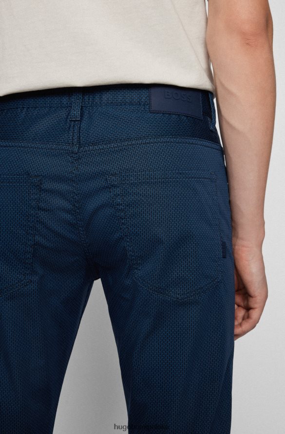 Hugo Boss Dżinsy slim-fit z drukowanego, elastycznego denimu w kolorze ciemnoniebieskim hugo ciemny niebieski R0X0H63501