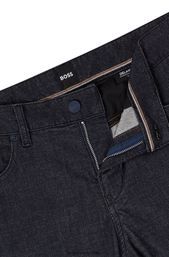 Hugo Boss Dżinsy slim-fit z efektem melanżu i elastycznym denimem hugo w kolorze ciemnoniebieskim ciemny niebieski R0X0H61447