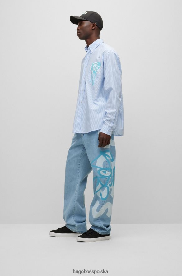 Hugo Boss Hugo jeansy o swobodnym kroju z logo graffiti w kolorze jasnoniebieskim jasny niebieski R0X0H63652