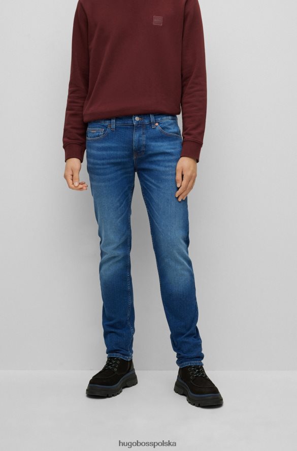 Hugo Boss Niebieskie dżinsy hugo o dopasowanym kroju z wygodnego, elastycznego denimu w kolorze średniego błękitu niebieski R0X0H61019