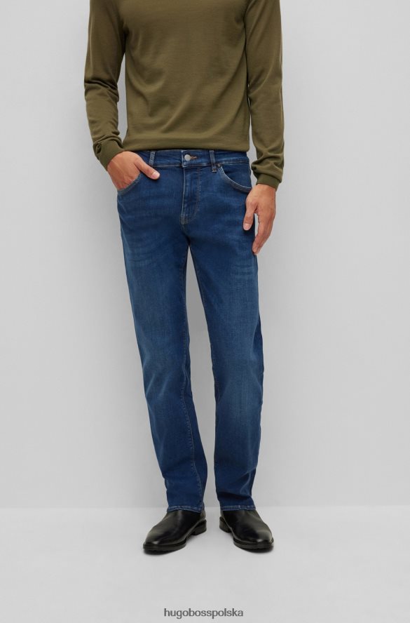 Hugo Boss Niebieskie dżinsy hugo o regularnym kroju z ciemnoniebieskiego, przytulnego, elastycznego denimu niebieski R0X0H61061